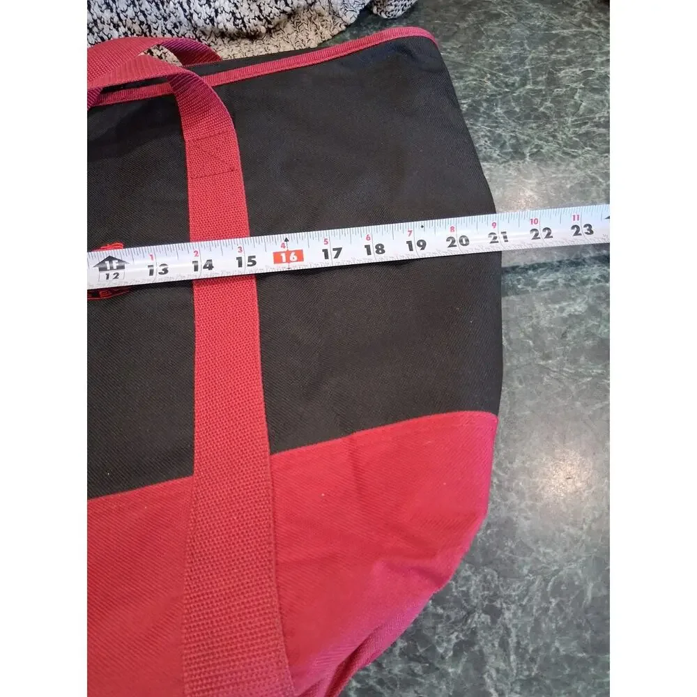 Trader Joe’s XL Insulated Tote Bag Black Red Reusable Grocery Cooler Beach Trip